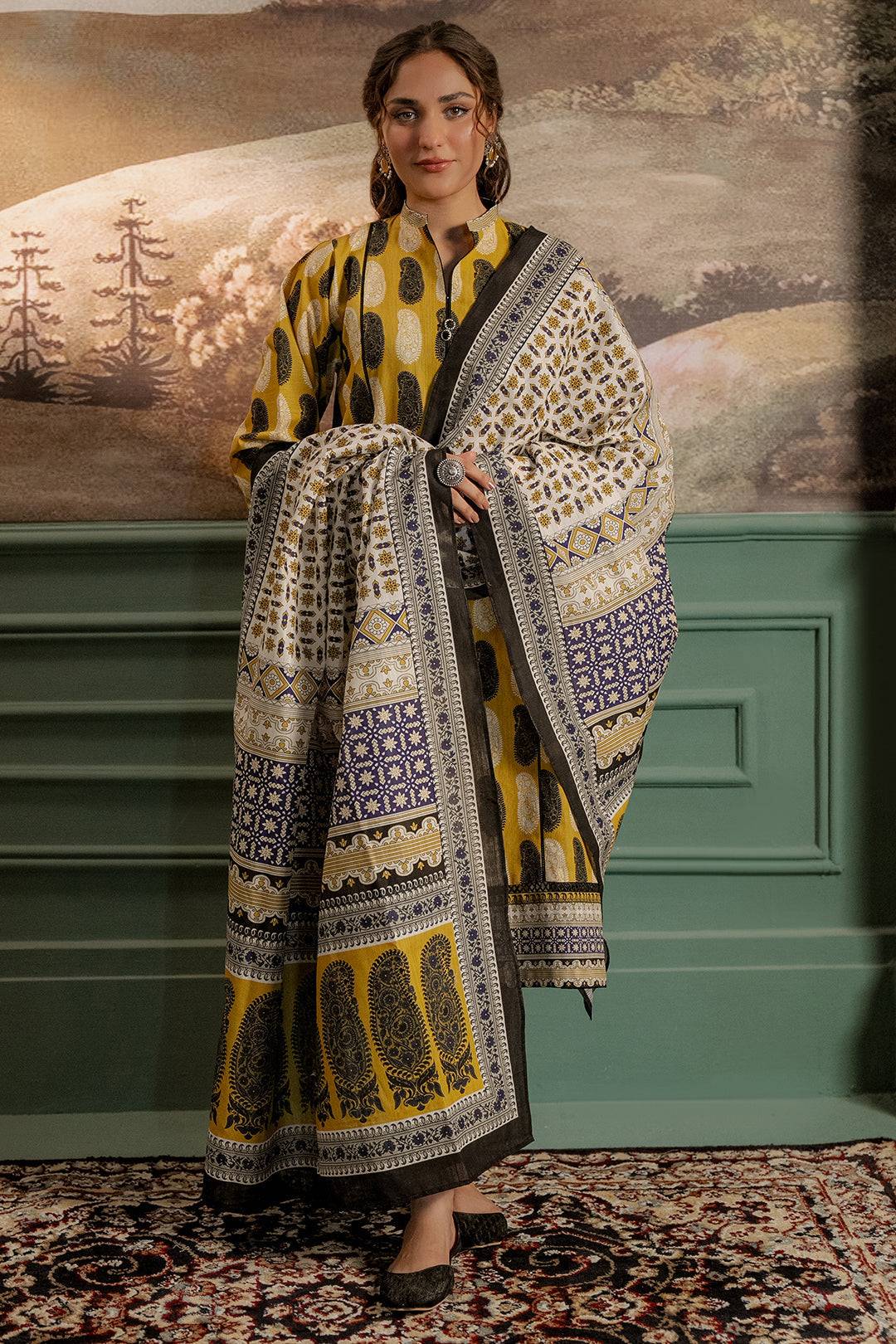 Zellbury | Unstitched 3 Piece Khaddar | Shirt Shalwar Dupatta - 0371 by Maria Faisal - Registered Vendor of : Zellbury Women - type : Essential Unstitched - 100% original wedding dresses