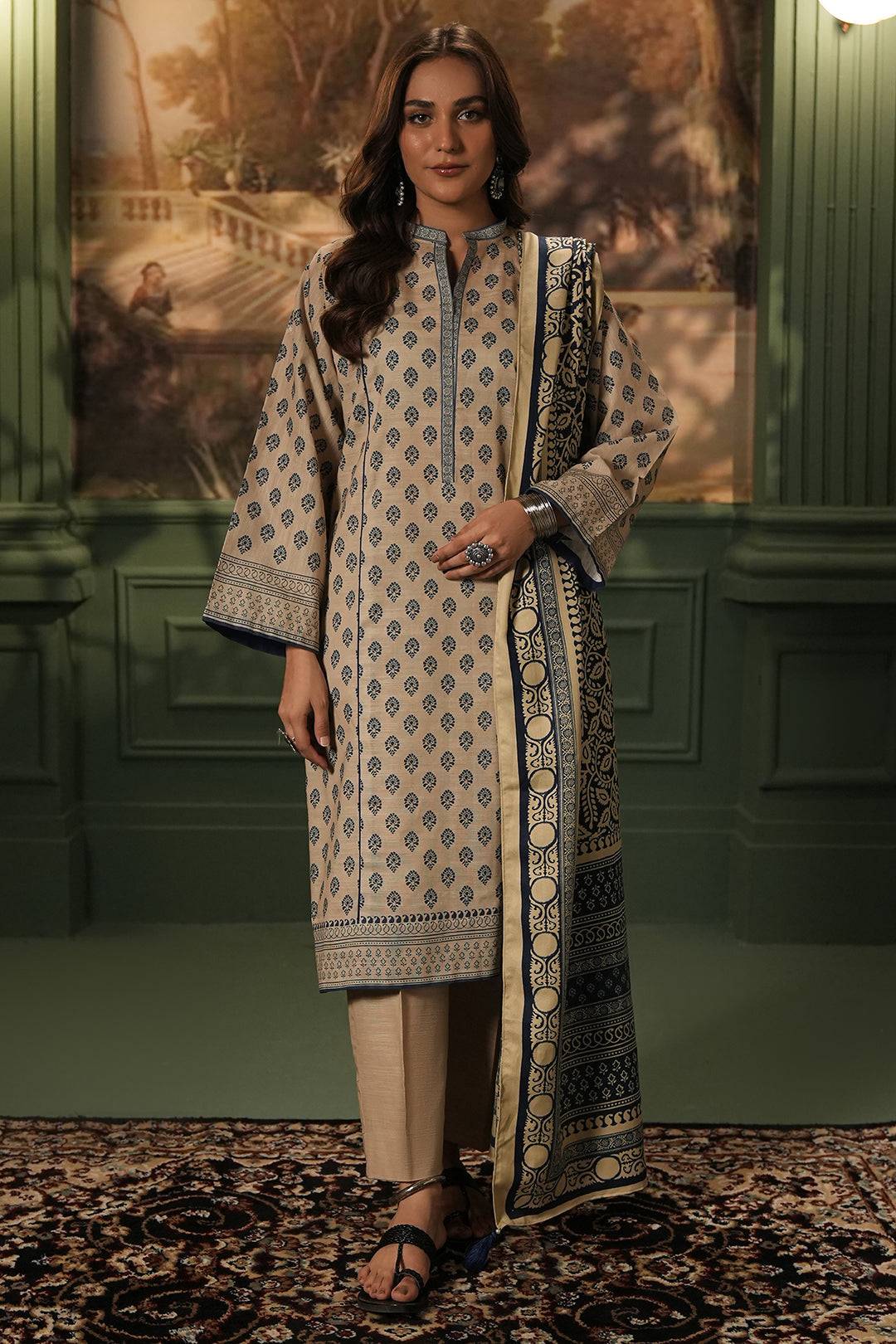 Zellbury | Unstitched 3 Piece Khaddar | Shirt Shalwar Shawl - 0392 by Maria Faisal - Registered Vendor of : Zellbury Women - type : Essential Unstitched - 100% original wedding dresses