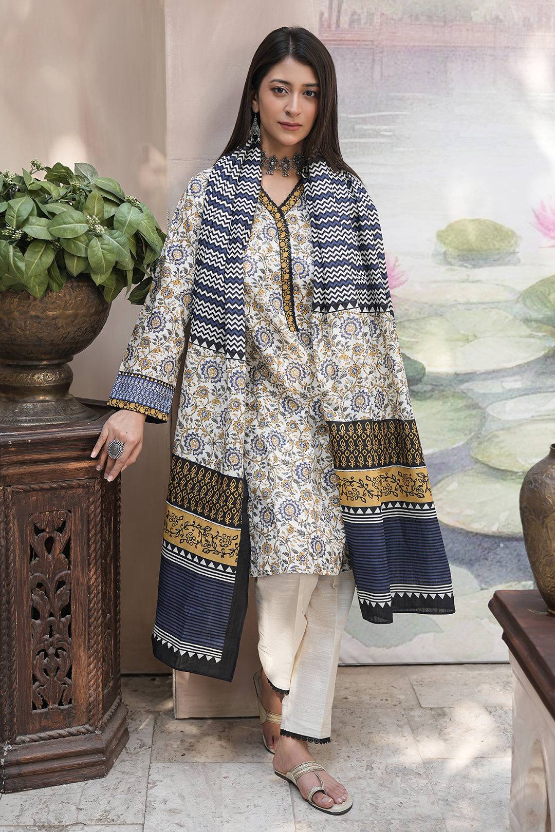 Zellbury | Unstitched 3 Piece Khaddar | Shirt Shalwar Dupatta - 0452 by Maria Faisal - Registered Vendor of : Zellbury Women - type : Essential Unstitched - 100% original wedding dresses