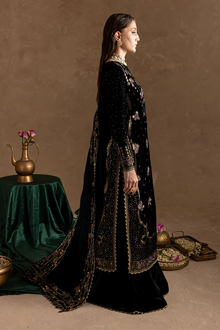 Marjjan | De Rose Velvet | MRV-09 (BLACK) - Ladies Clothes - Maria Faisal