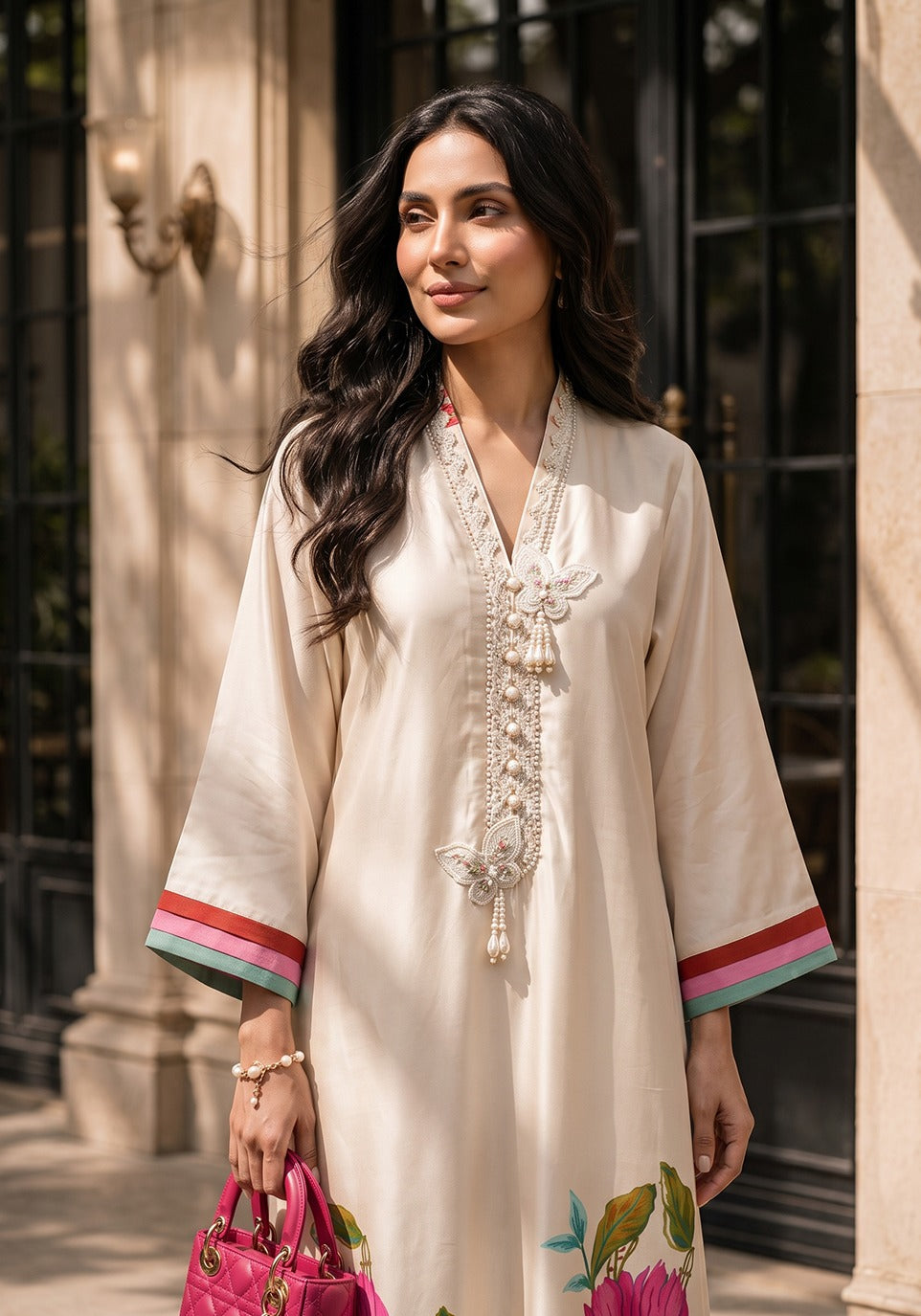 Zarqash | Silk Edit 26 | Jardin Eclat - Luxury Dress - available at Maria Faisal in UK and USA.