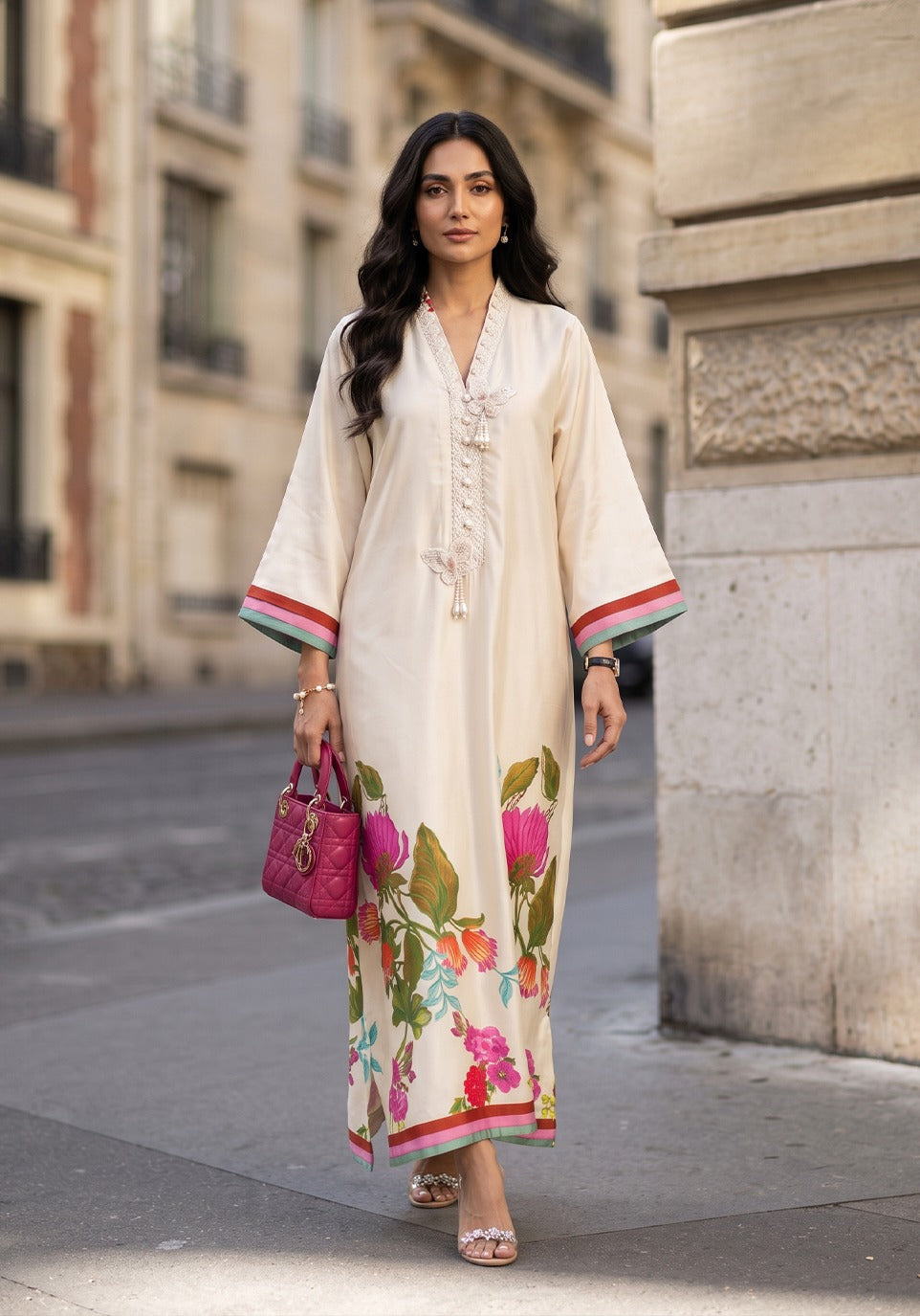 Zarqash | Silk Edit 26 | Jardin Eclat - Luxury Dress - available at Maria Faisal in UK and USA.