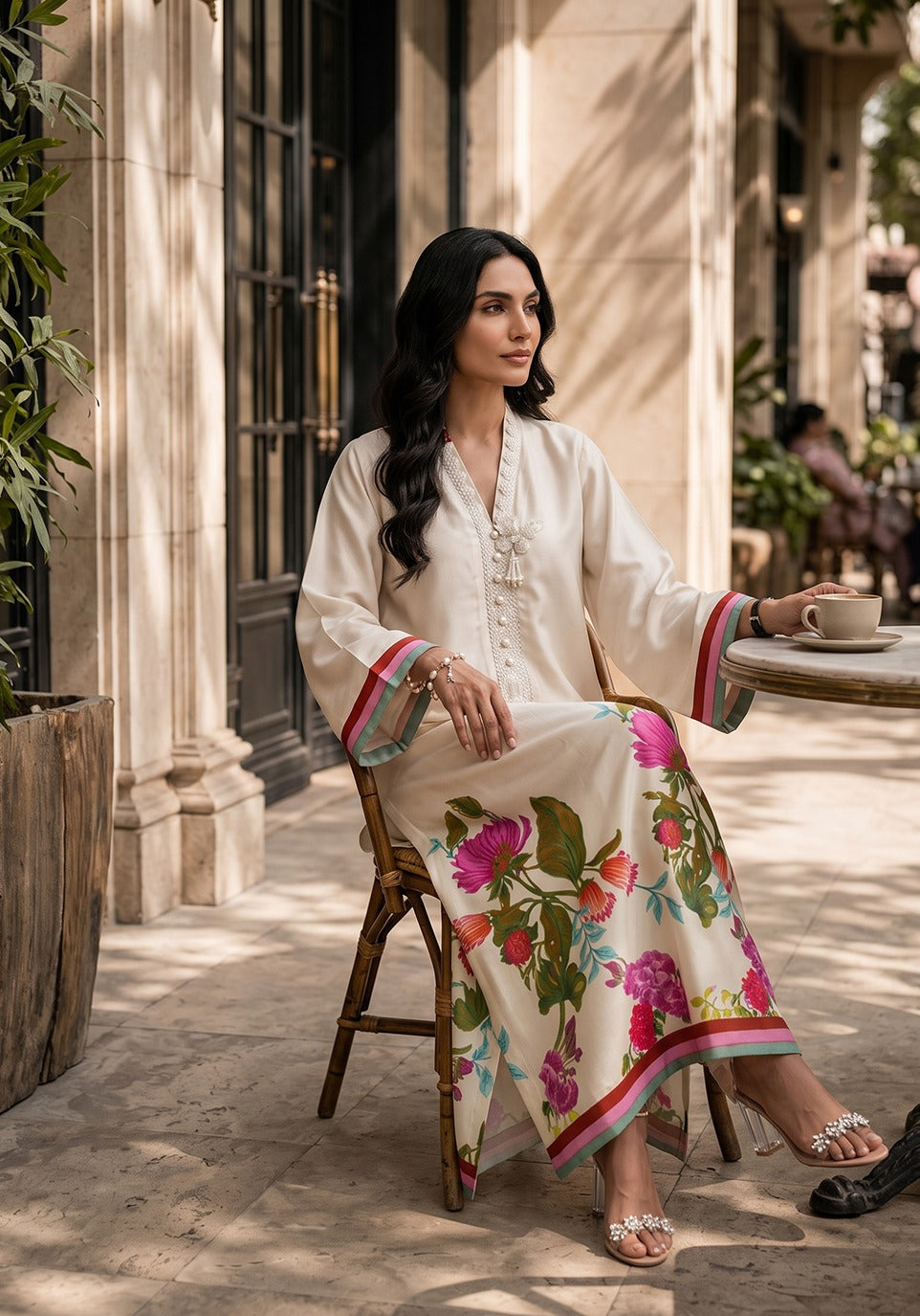 Zarqash | Silk Edit 26 | Jardin Eclat - Luxury Dress - available at Maria Faisal in UK and USA.