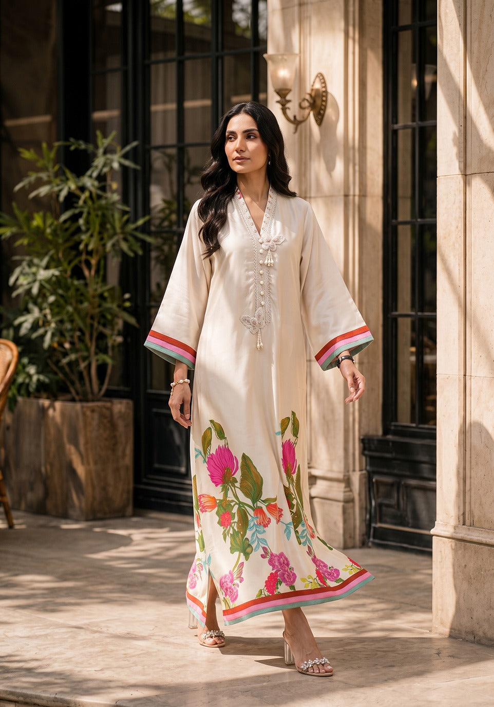 Zarqash | Silk Edit 26 | Jardin Eclat - Luxury Dress - available at Maria Faisal in UK and USA.