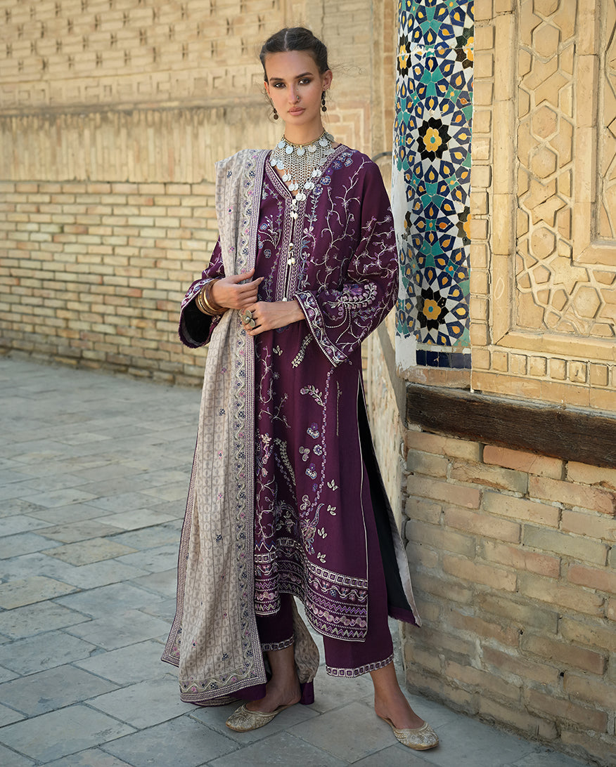 Mushq | Bukhara Winter Edit | Winter Caravan - Luxury Dress - available at Maria Faisal in UK and USA.