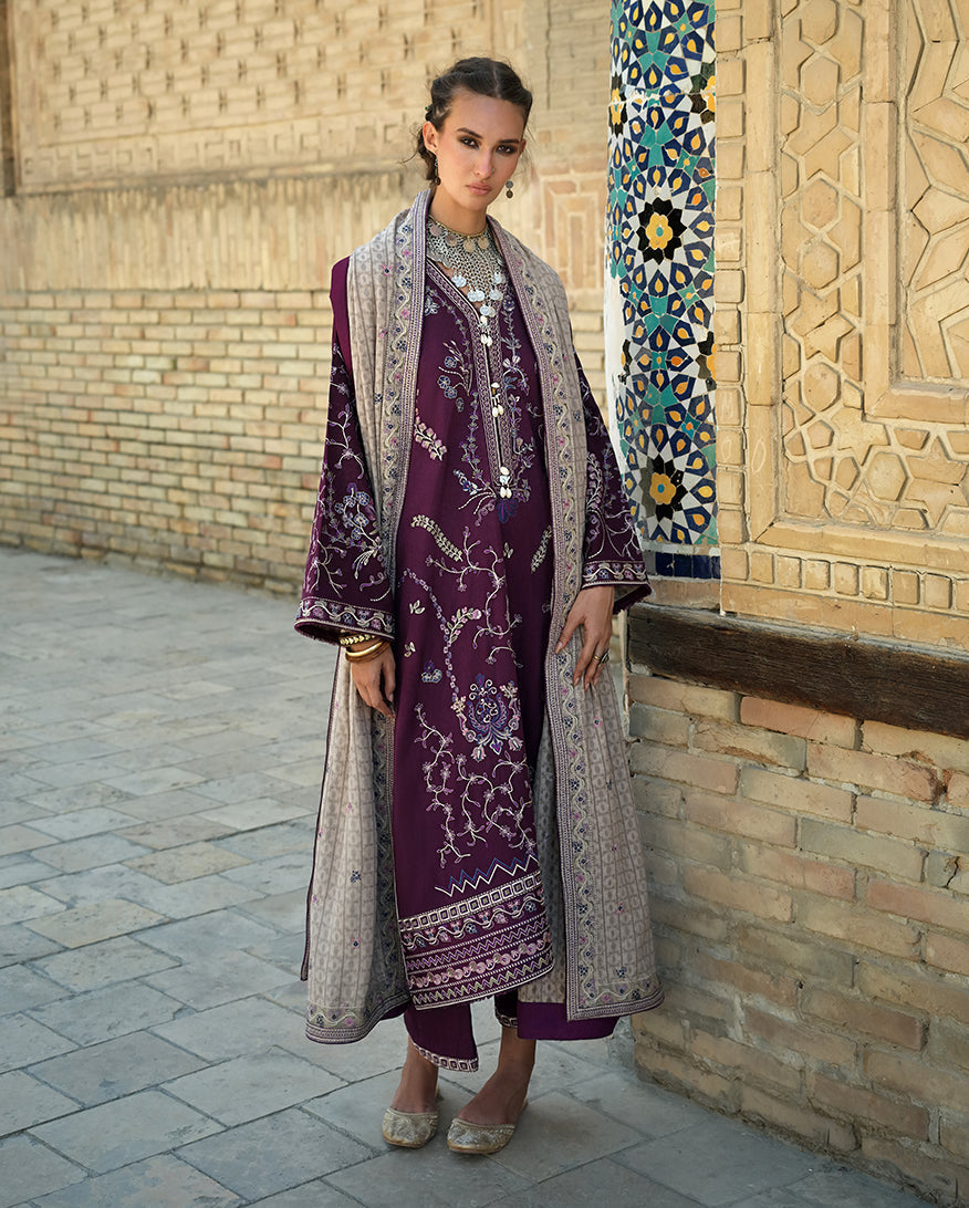 Mushq | Bukhara Winter Edit | Winter Caravan - Luxury Dress - available at Maria Faisal in UK and USA.