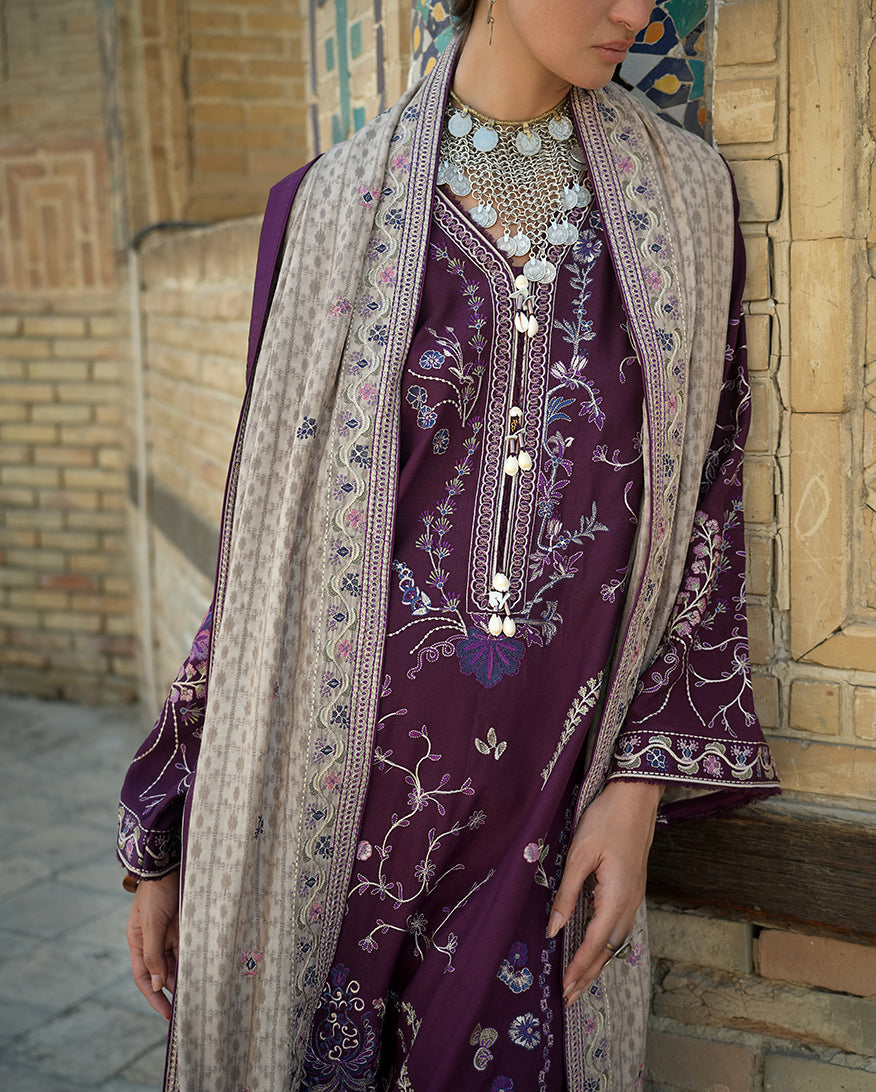 Mushq | Bukhara Winter Edit | Winter Caravan - Luxury Dress - available at Maria Faisal in UK and USA.