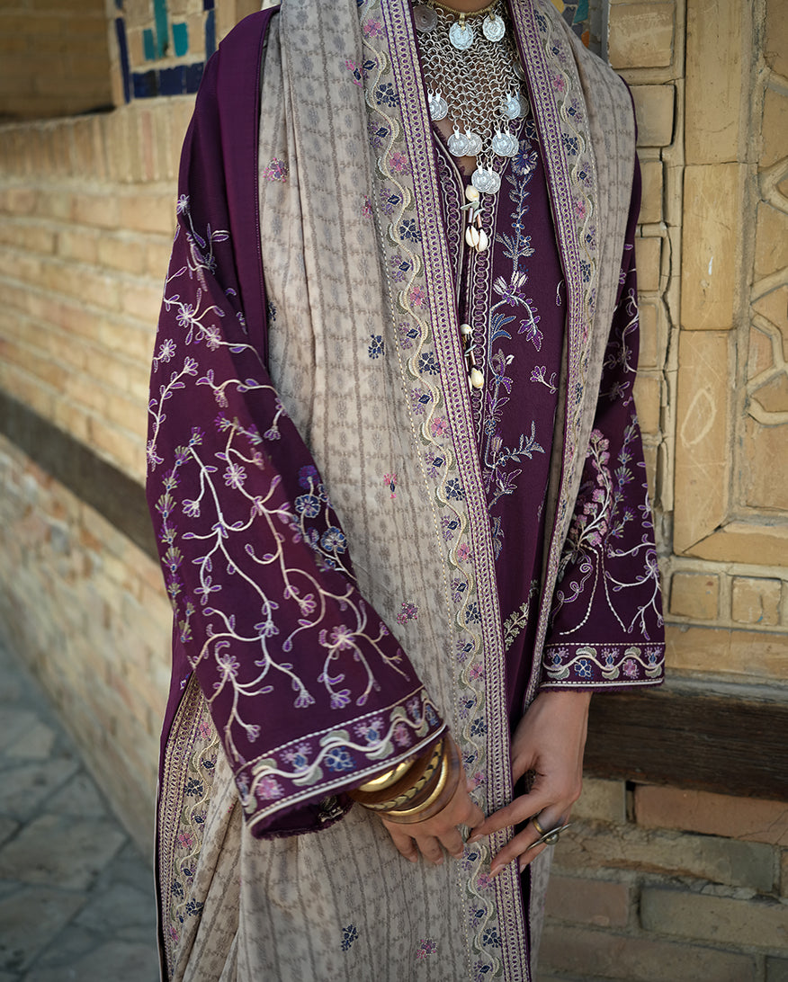Mushq | Bukhara Winter Edit | Winter Caravan - Luxury Dress - available at Maria Faisal in UK and USA.
