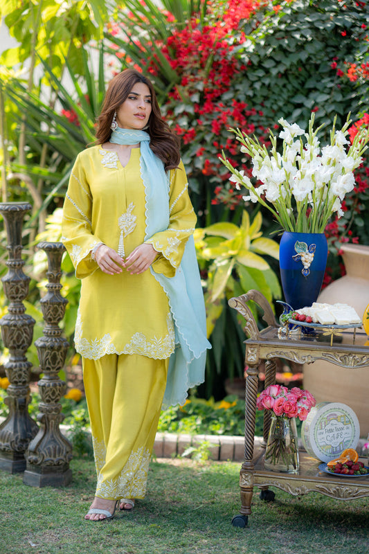 Wahaj M Khan | Pari Collection | Yellow Sheesha Pari Outfit - Ladies Clothes - Maria Faisal