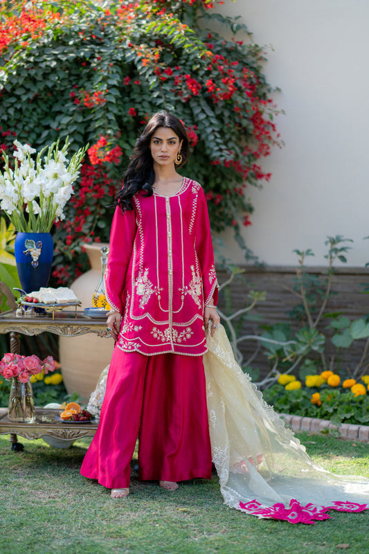 Wahaj M Khan | Pari Collection | Hotpink Sheesha Jacket - Ladies Clothes - Maria Faisal
