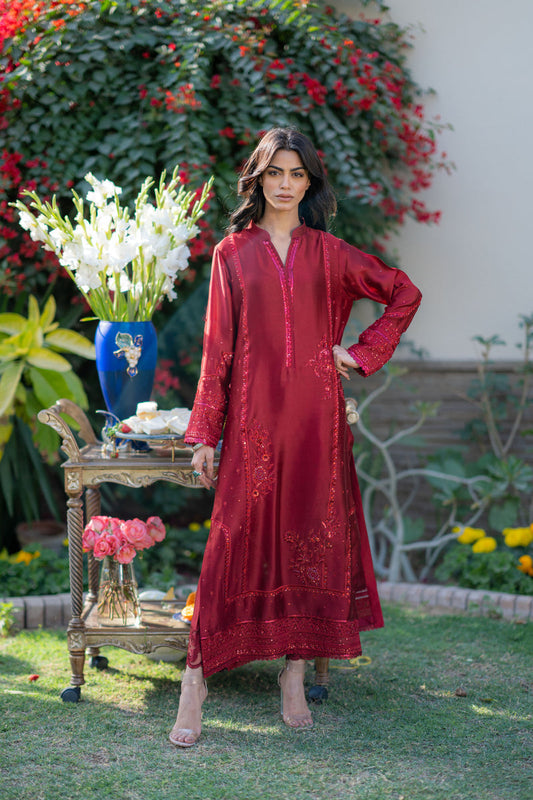 Wahaj M Khan | Pari Collection | Red Pari Sheesha Outfit - Ladies Clothes - Maria Faisal