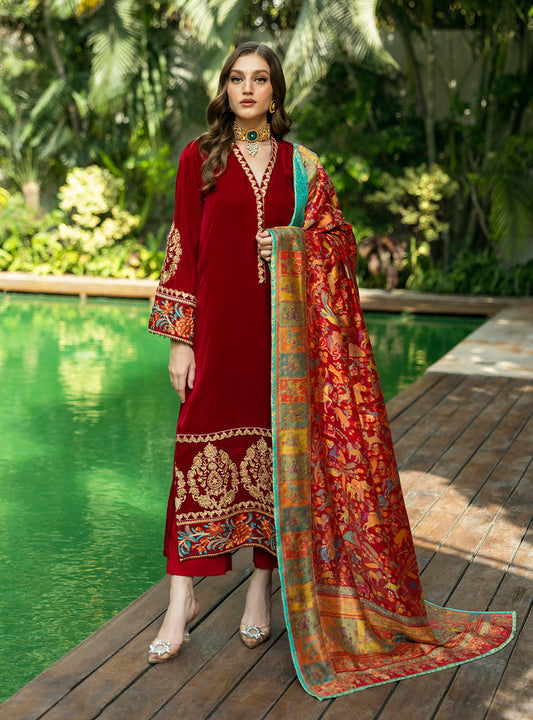 Zainab Chottani | Makhmal Luxe Pret | Ghermez - Ladies Clothes - Maria Faisal
