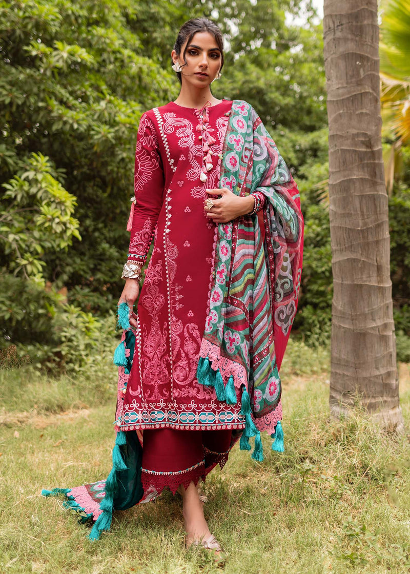Sadaf Fawad Khan | Lawn 24 | Helen (B) - Designer Dress with Intricate embroidery and embellishments. Shop elegent wedding dress at Maria Faisal.