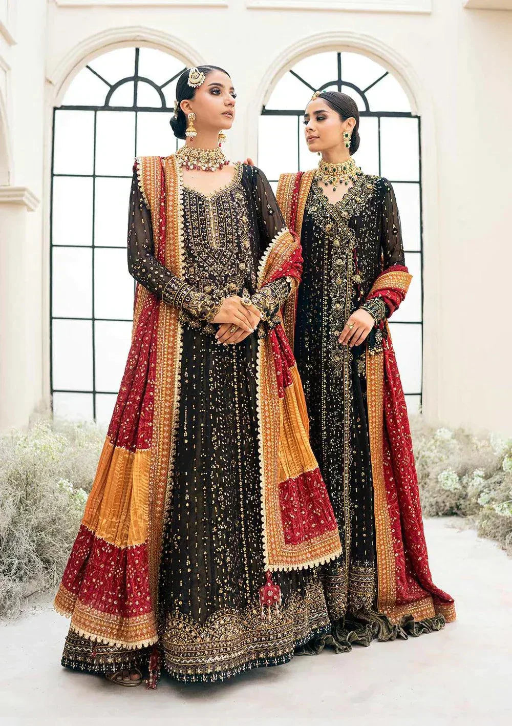 Aik Atelier Wedding Festive 23 LOOK 01 – Black Designer Dress with intricate embroidery and embellishments. Shop elegant Asian dresses at Maria Faisal.