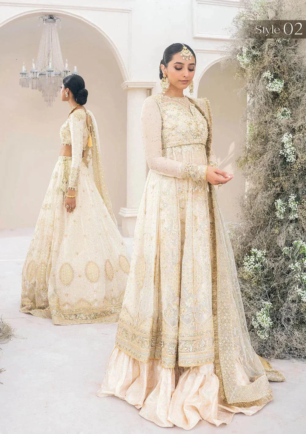 Aik Atelier Wedding Festive 23 LOOK 05 – Off White Designer Dress with intricate embroidery and embellishments. Shop elegant Wedding dress at Maria Faisal.