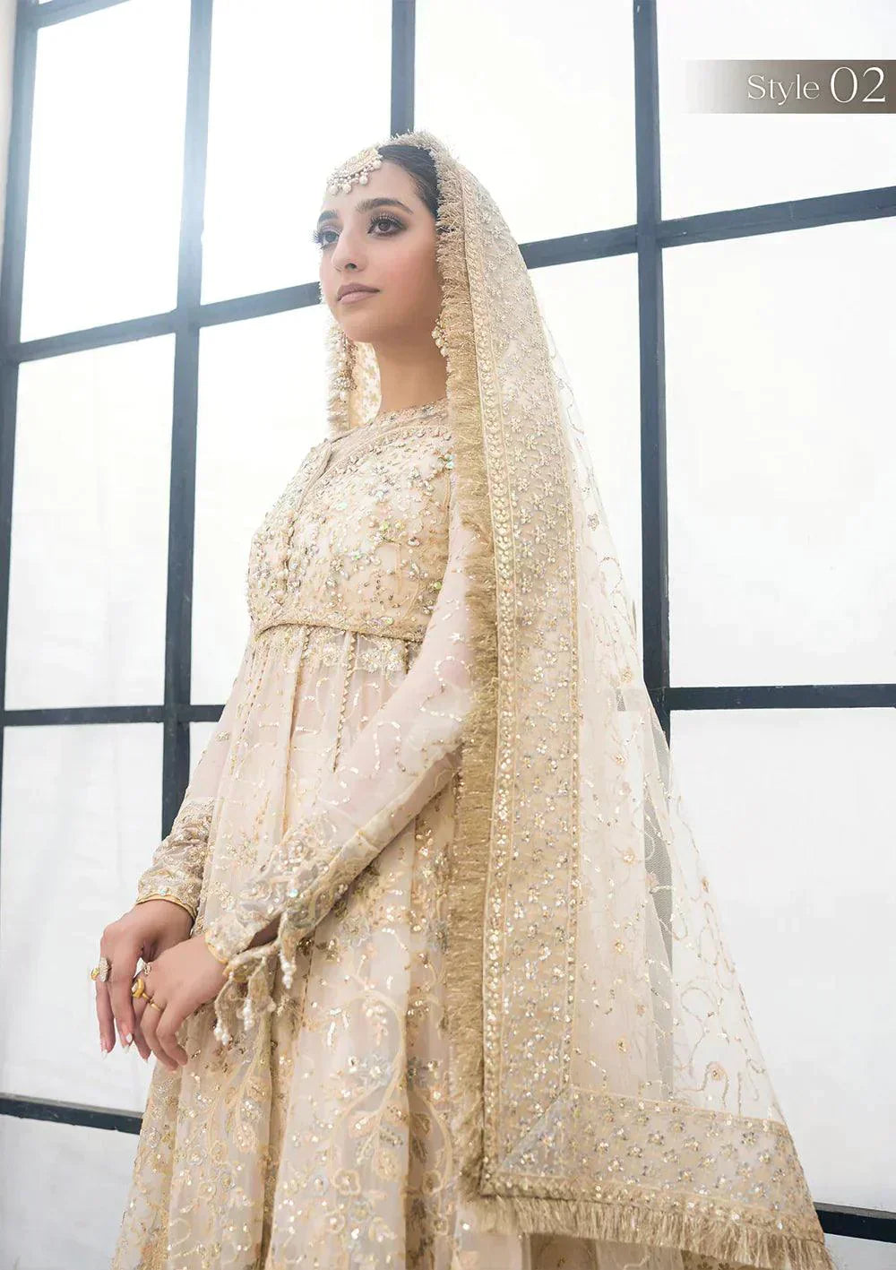 Aik Atelier Wedding Festive 23 LOOK 05 – Off White Designer Dress with intricate embroidery and embellishments. Shop elegant Wedding dress at Maria Faisal.