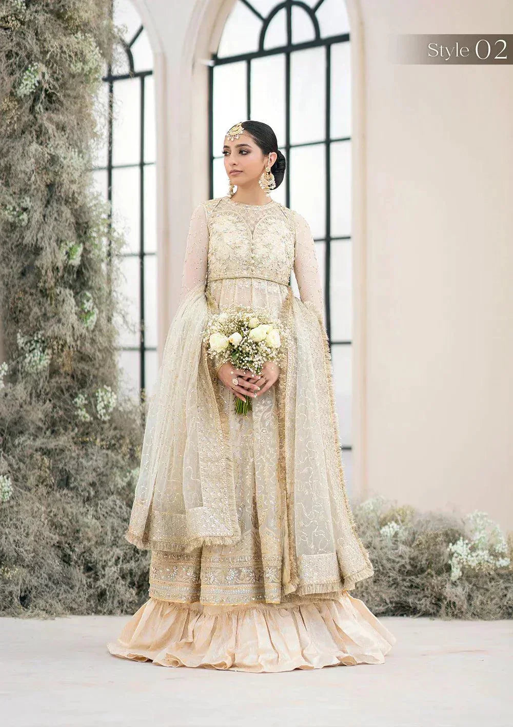 Aik Atelier Wedding Festive 23 LOOK 05 – Off White Designer Dress with intricate embroidery and embellishments. Shop elegant Wedding dress at Maria Faisal.