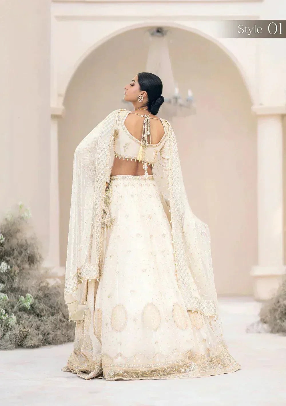 Aik Atelier Wedding Festive 23 LOOK 05 – Off White Designer Dress with intricate embroidery and embellishments. Shop elegant Wedding dress at Maria Faisal.