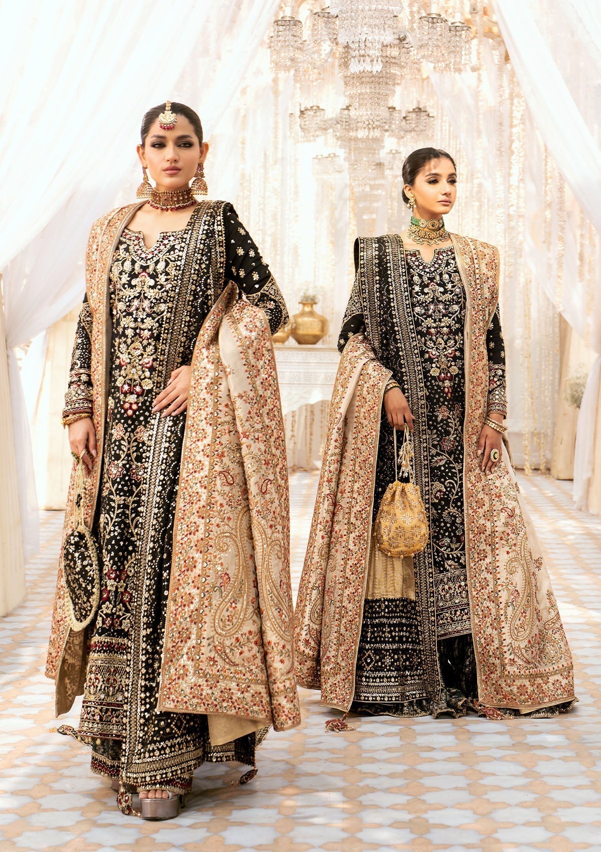 Aik Atelier Wedding Festive 24 LOOK 04 – Black Designer Dress with intricate embroidery and embellishments. Shop wedding dresses at Maria Faisal.