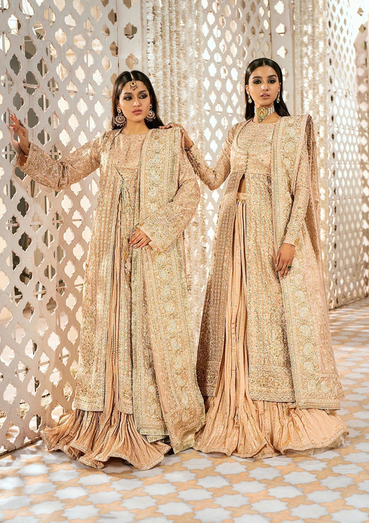 Aik Atelier Wedding Festive 24 LOOK 06 – Beige Designer Dress with intricate embroidery and embellishments. Shop wedding dresses at Maria Faisal.