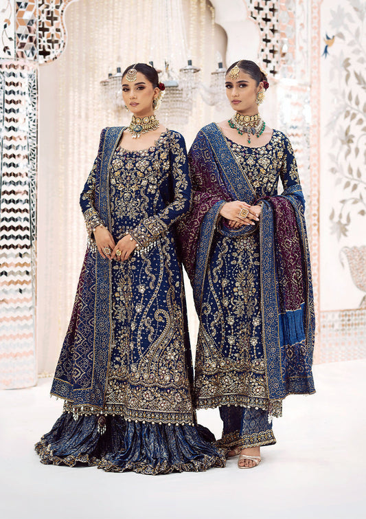 Aik Atelier Wedding Festive 24 Vol 2 LOOK 05 – Navy Blue Pakistani Dress with intricate embroidery and embellishments. Shop elegant Asian dresses at Maria Faisal.