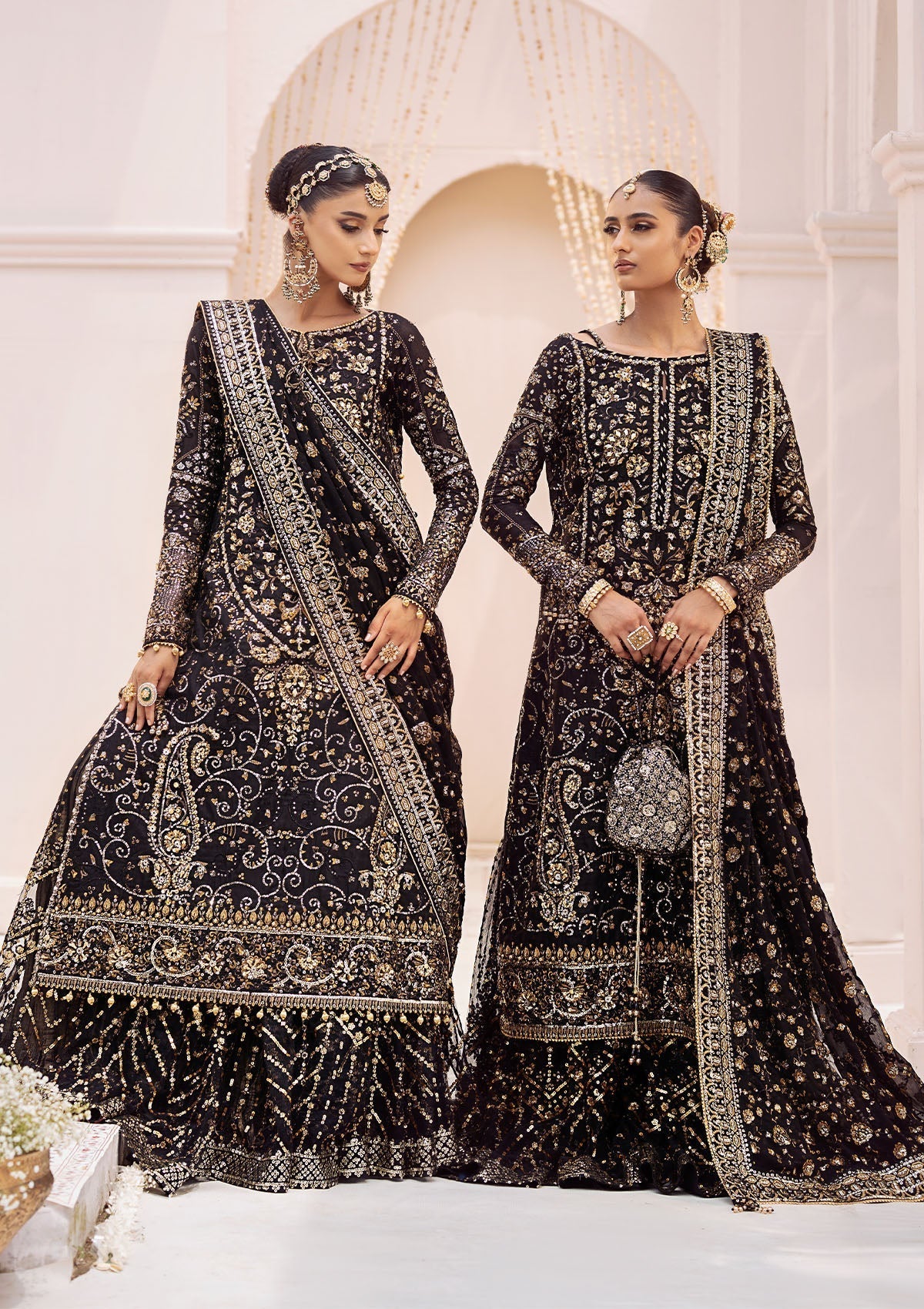 Aik Atelier Wedding Festive 24 Vol 2 LOOK 07 – Black Pakistani Dress with intricate embroidery and embellishments. Shop elegant Asian dresses at Maria Faisal.