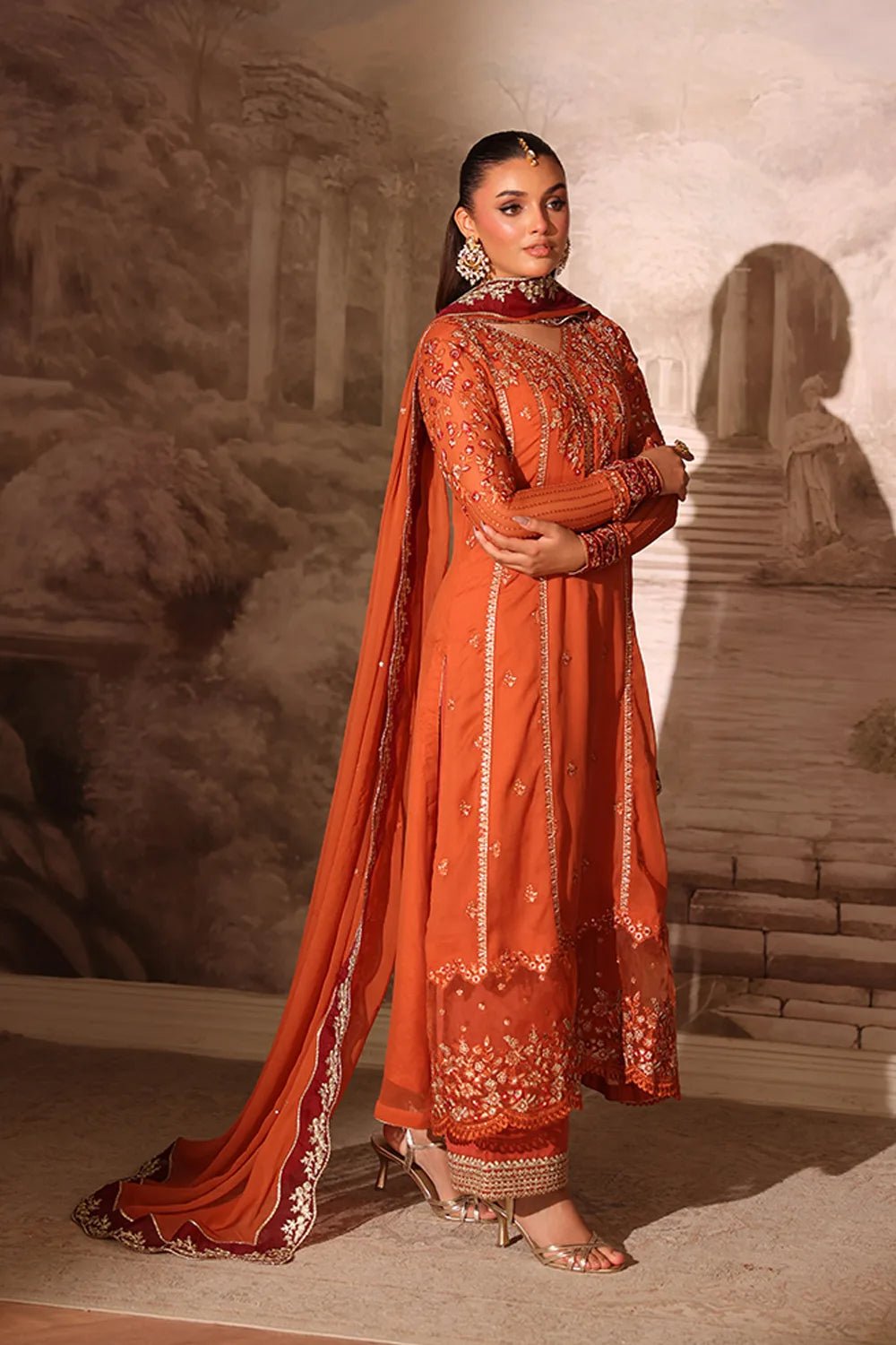 Azure | Ensembles | Amber Rust - Casual Dress - available at Maria Faisal in UK and USA.