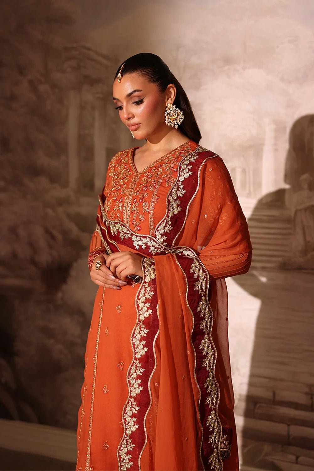 Azure | Ensembles | Amber Rust - Casual Dress - available at Maria Faisal in UK and USA.