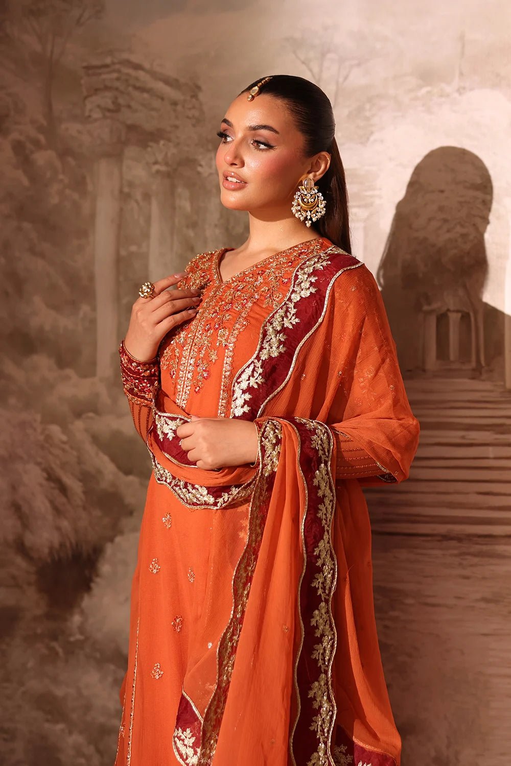 Azure | Ensembles | Amber Rust - Casual Dress - available at Maria Faisal in UK and USA.
