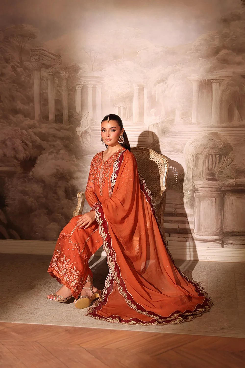 Azure | Ensembles | Amber Rust - Casual Dress - available at Maria Faisal in UK and USA.
