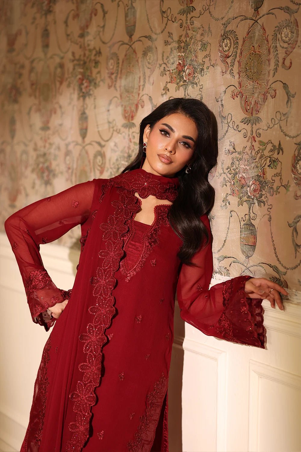 Azure | Ensembles | Cherry Veil - Casual Dress - available at Maria Faisal in UK and USA.