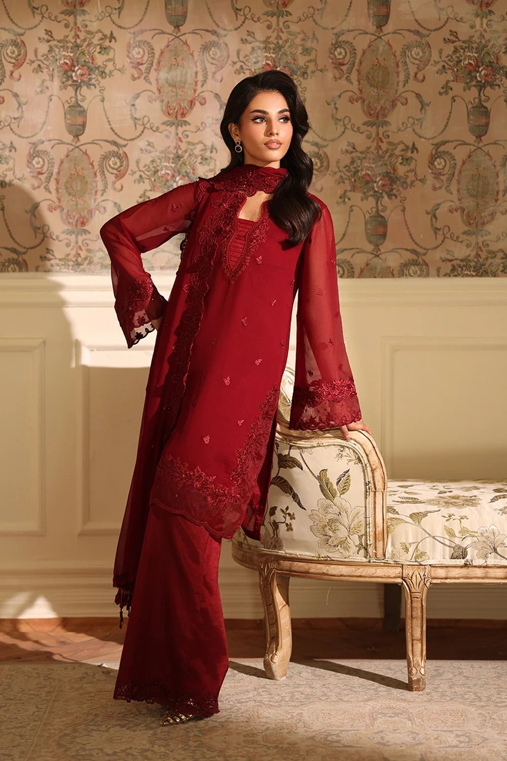 Azure | Ensembles | Cherry Veil - Casual Dress - available at Maria Faisal in UK and USA.