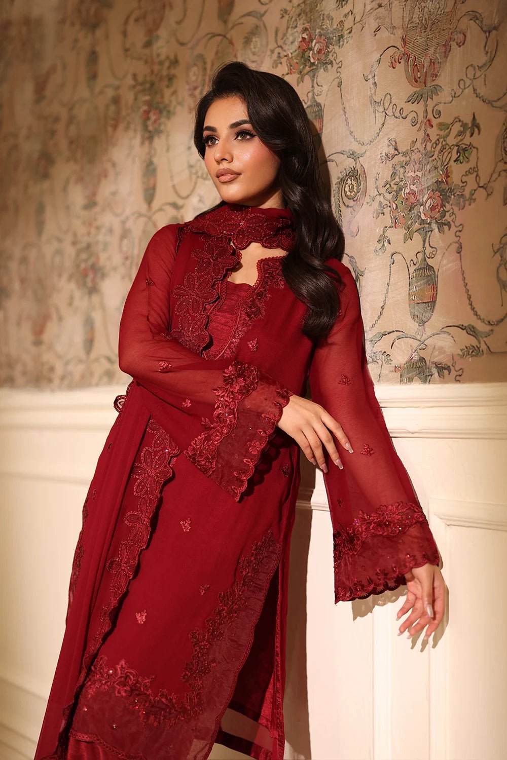 Azure | Ensembles | Cherry Veil - Casual Dress - available at Maria Faisal in UK and USA.