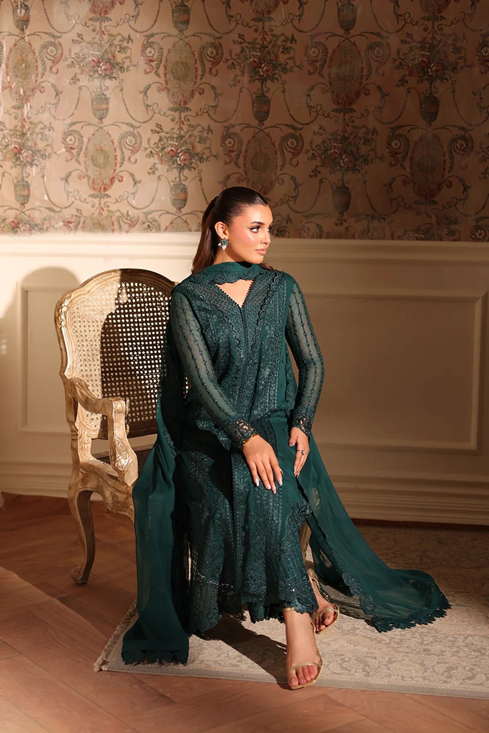 Azure | Ensembles | Enchanted Forest - Casual Dress - available at Maria Faisal in UK and USA.