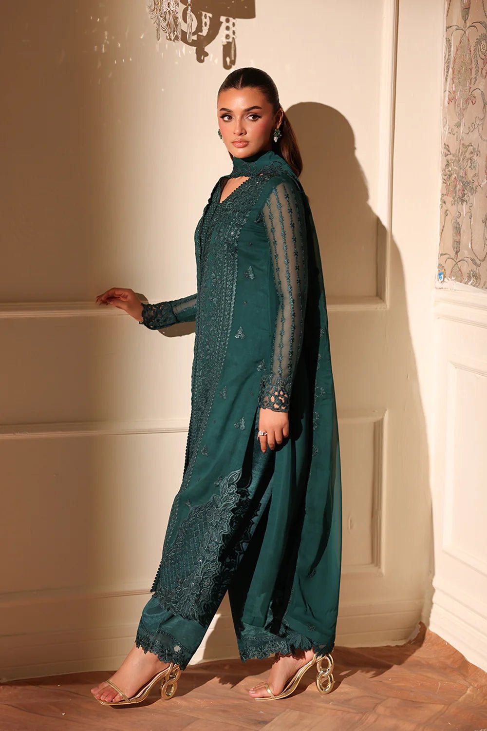 Azure | Ensembles | Enchanted Forest - Casual Dress - available at Maria Faisal in UK and USA.