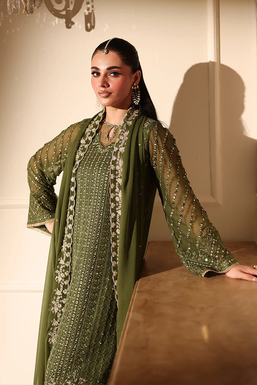Azure | Ensembles | Moss Glow - Casual Dress - available at Maria Faisal in UK and USA.