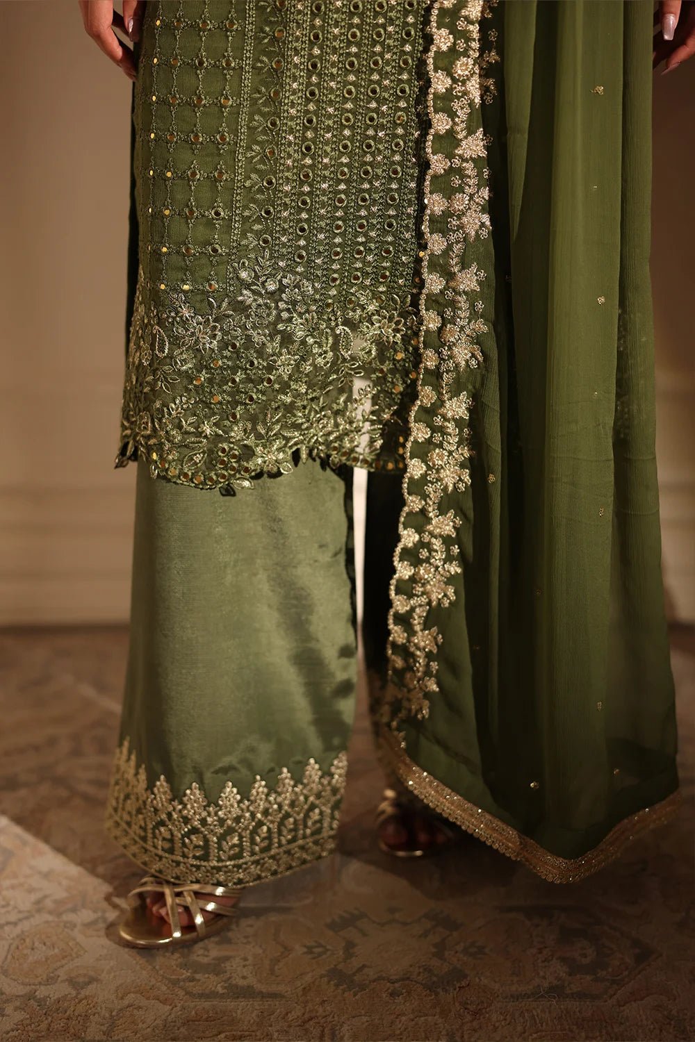 Azure | Ensembles | Moss Glow - Casual Dress - available at Maria Faisal in UK and USA.
