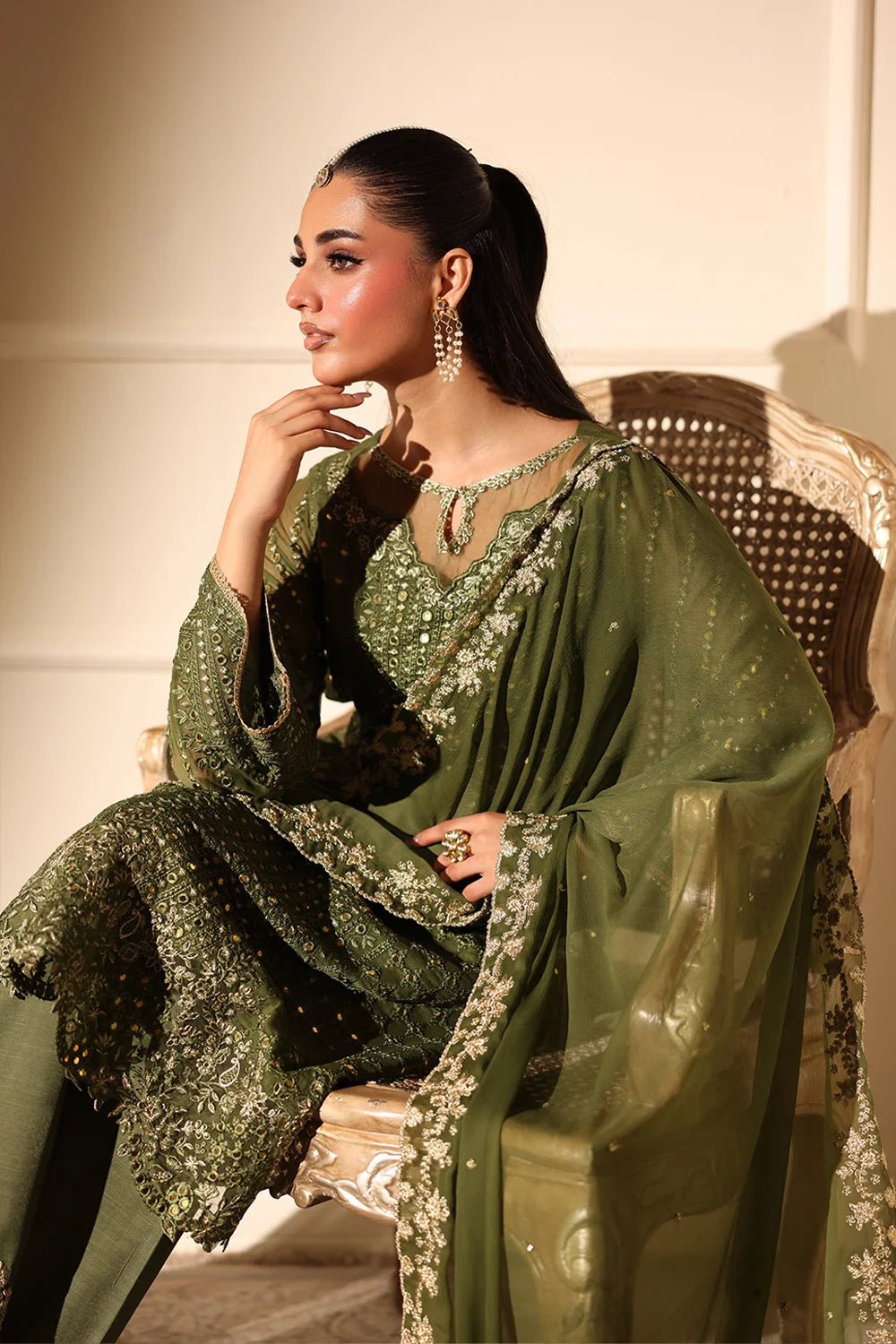 Azure | Ensembles | Moss Glow - Casual Dress - available at Maria Faisal in UK and USA.