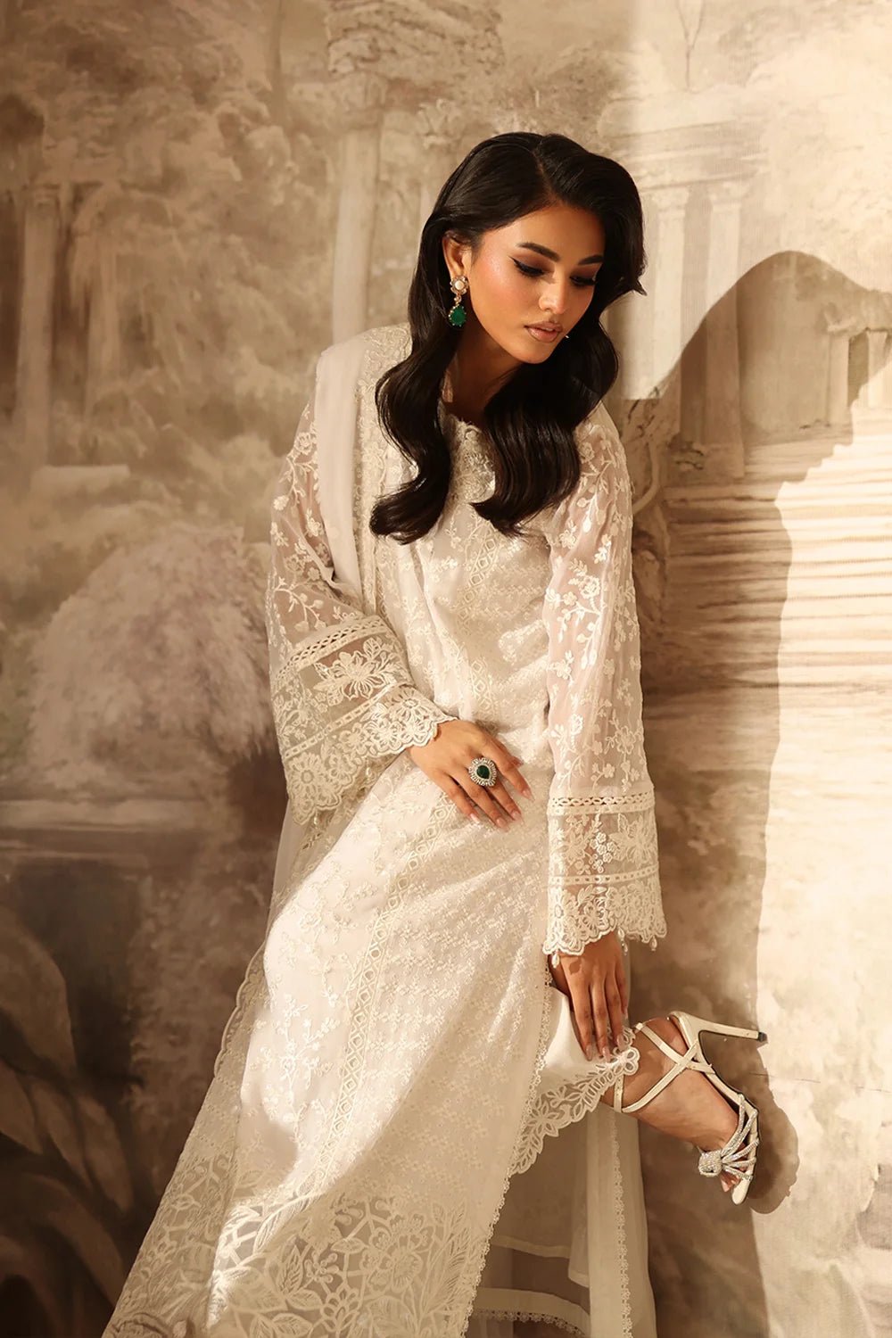 Azure | Ensembles | Pearl Whisper - Casual Dress - available at Maria Faisal in UK and USA.