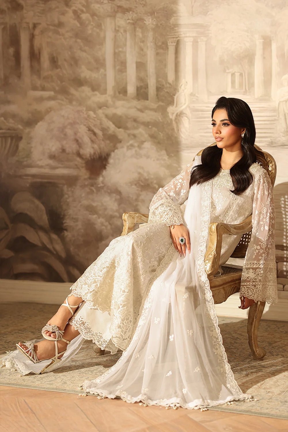 Azure | Ensembles | Pearl Whisper - Casual Dress - available at Maria Faisal in UK and USA.