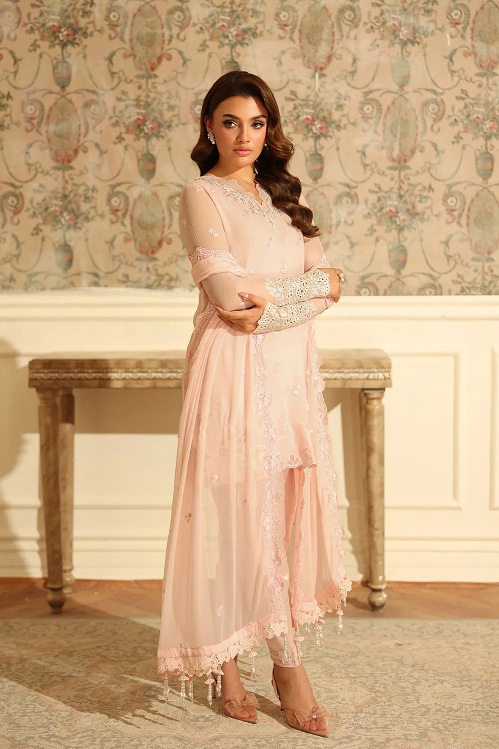 Azure | Ensembles | Silken Rose - Casual Dress - available at Maria Faisal in UK and USA.
