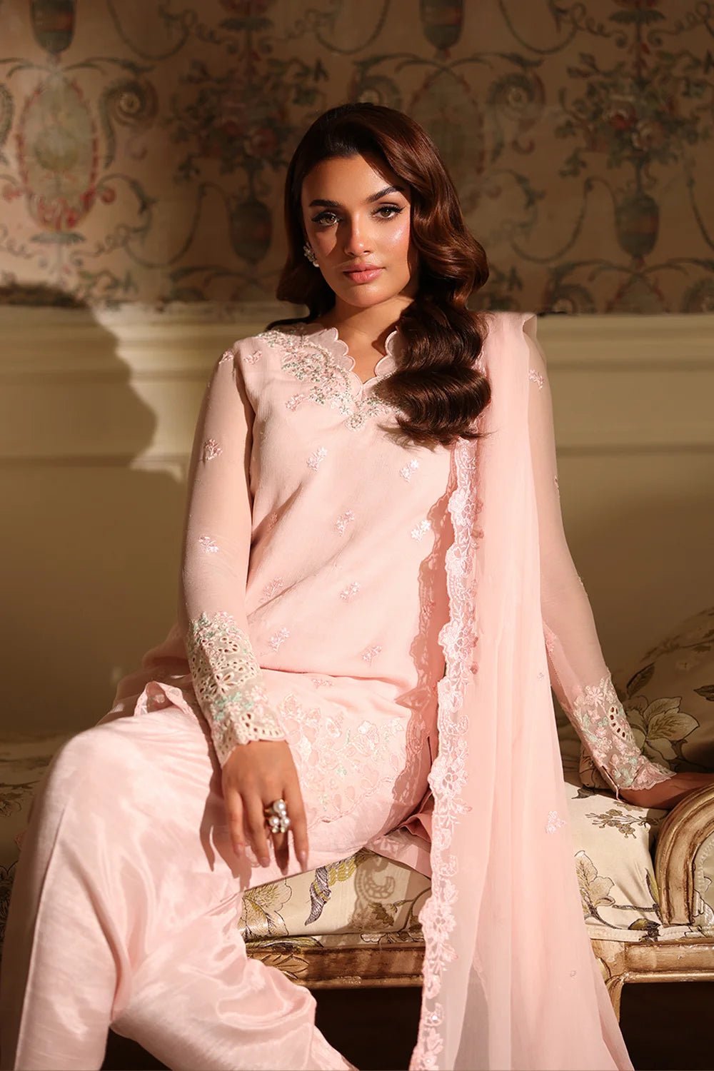 Azure | Ensembles | Silken Rose - Casual Dress - available at Maria Faisal in UK and USA.