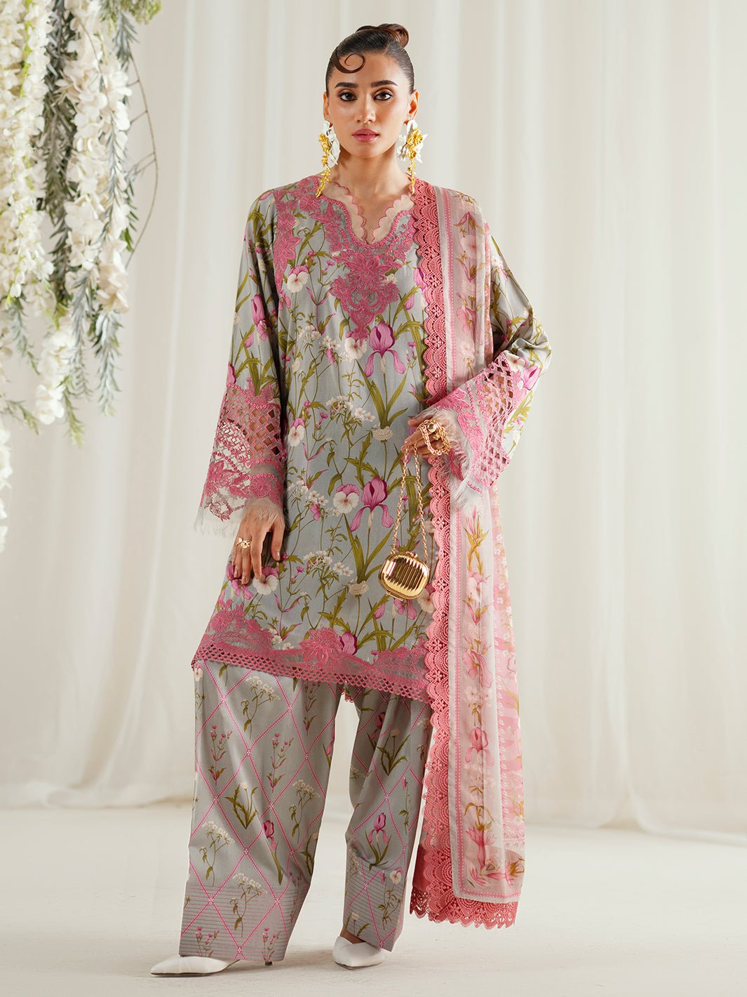 Bin Ilyas | Eres Bonita Viscose 25 | 1103 - B - is Cloud Gray dress from Bin Ilyas - Ladies Clothes - Maria Faisal
