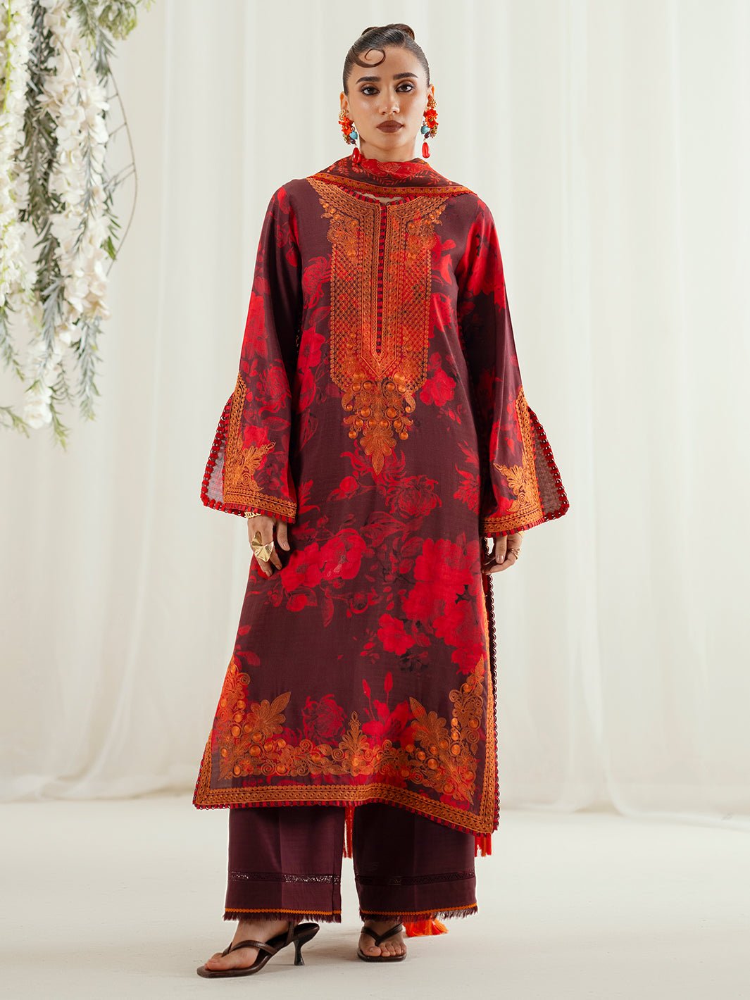 Bin Ilyas | Eres Bonita Viscose 25 | 1106 - A - is Wine Berry dress from Bin Ilyas - Ladies Clothes - Maria Faisal