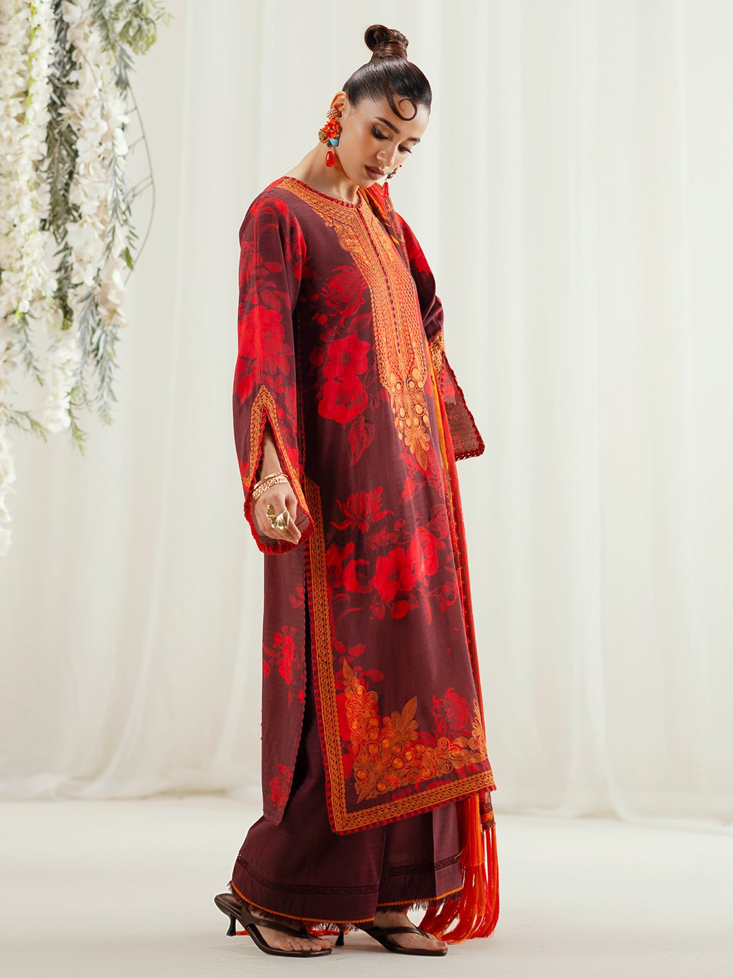 Bin Ilyas | Eres Bonita Viscose 25 | 1106 - A - is Wine Berry dress from Bin Ilyas - Ladies Clothes - Maria Faisal