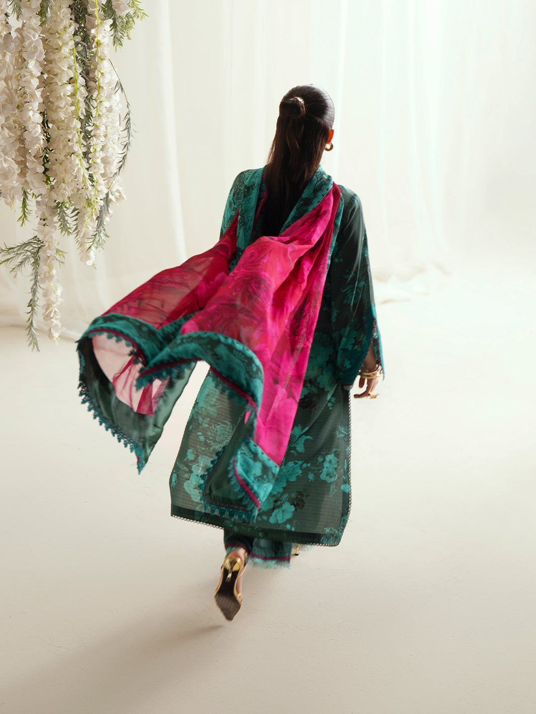 Bin Ilyas | Eres Bonita Viscose 25 | 1106 - B - is Dark Teal Green dress from Bin Ilyas - Ladies Clothes - Maria Faisal