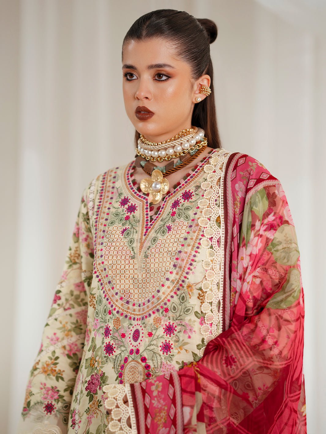 Bin Ilyas | Eres Bonita Viscose 25 | 1107 - A - is Cream dress from Bin Ilyas - Ladies Clothes - Maria Faisal