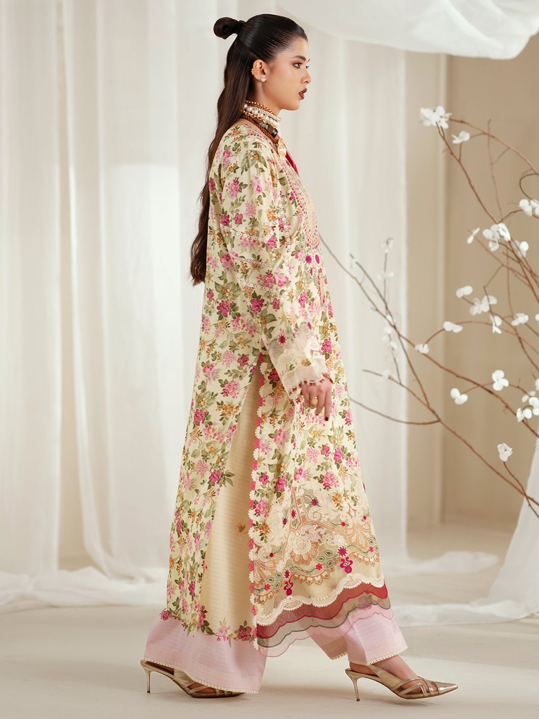 Bin Ilyas | Eres Bonita Viscose 25 | 1107 - A - is Cream dress from Bin Ilyas - Ladies Clothes - Maria Faisal