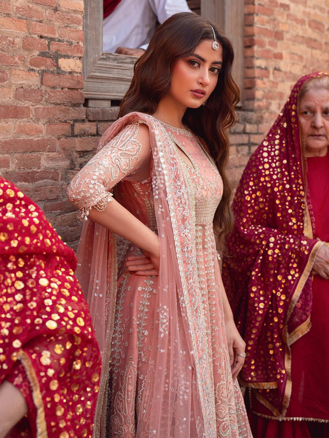 Bin Ilyas | Sona Gachi Luxury Formals | D - 604 - is Salmon Pink dress from Bin Ilyas - Ladies Clothes - Maria Faisal