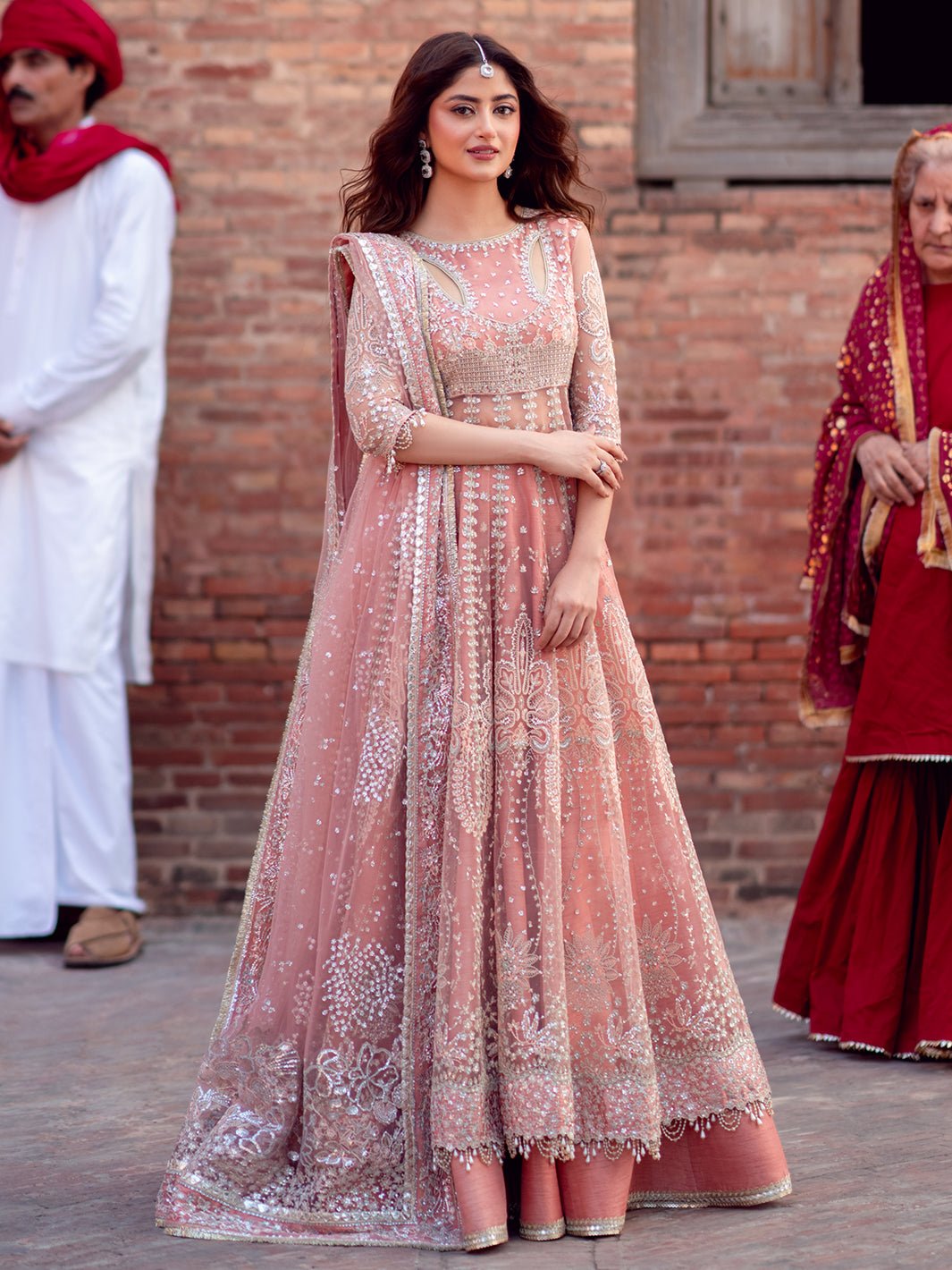 Bin Ilyas | Sona Gachi Luxury Formals | D - 604 - is Salmon Pink dress from Bin Ilyas - Ladies Clothes - Maria Faisal